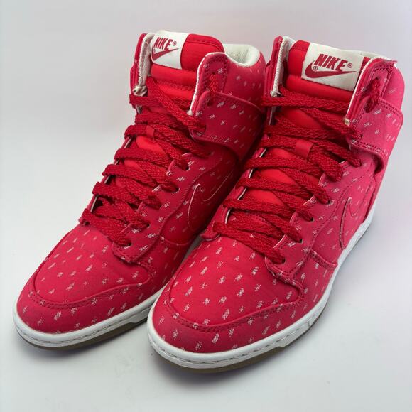 NIKE “Dunk Sky Hi Print “Hyper Red” Sneaker Heels Women’s Size 8.5 - Picture 9 of 12